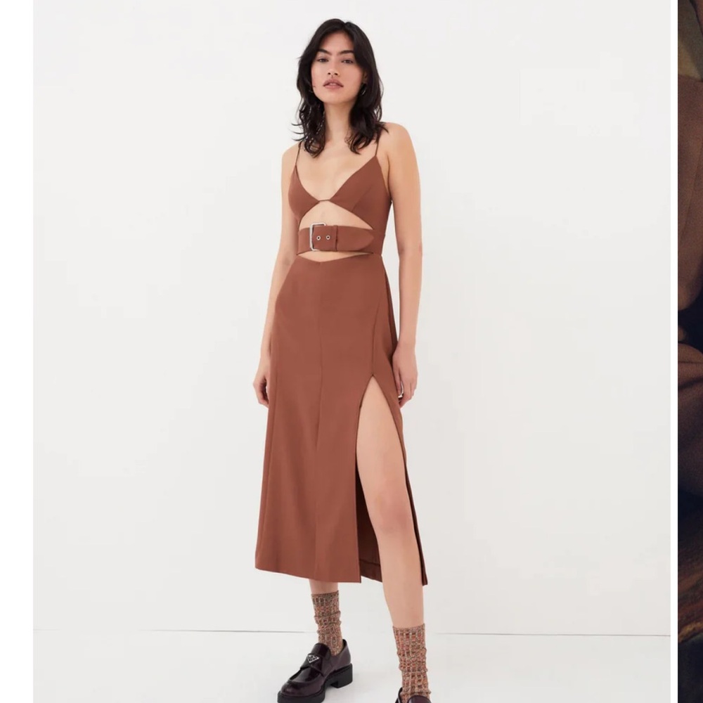 For love and lemons Natasha midi dress in brown size small